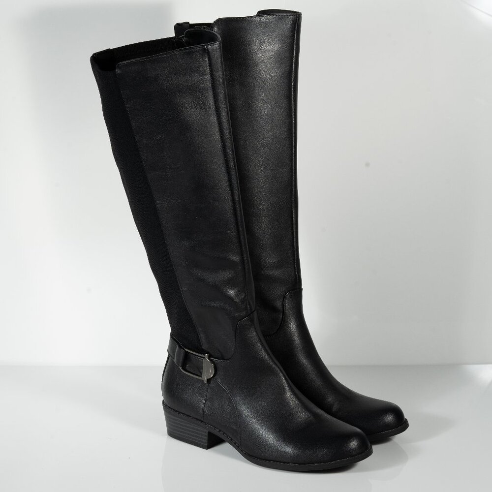 ALFANI Womens Black Arch Support Kallumm Round Toe Block Heel Riding Boot 6 M